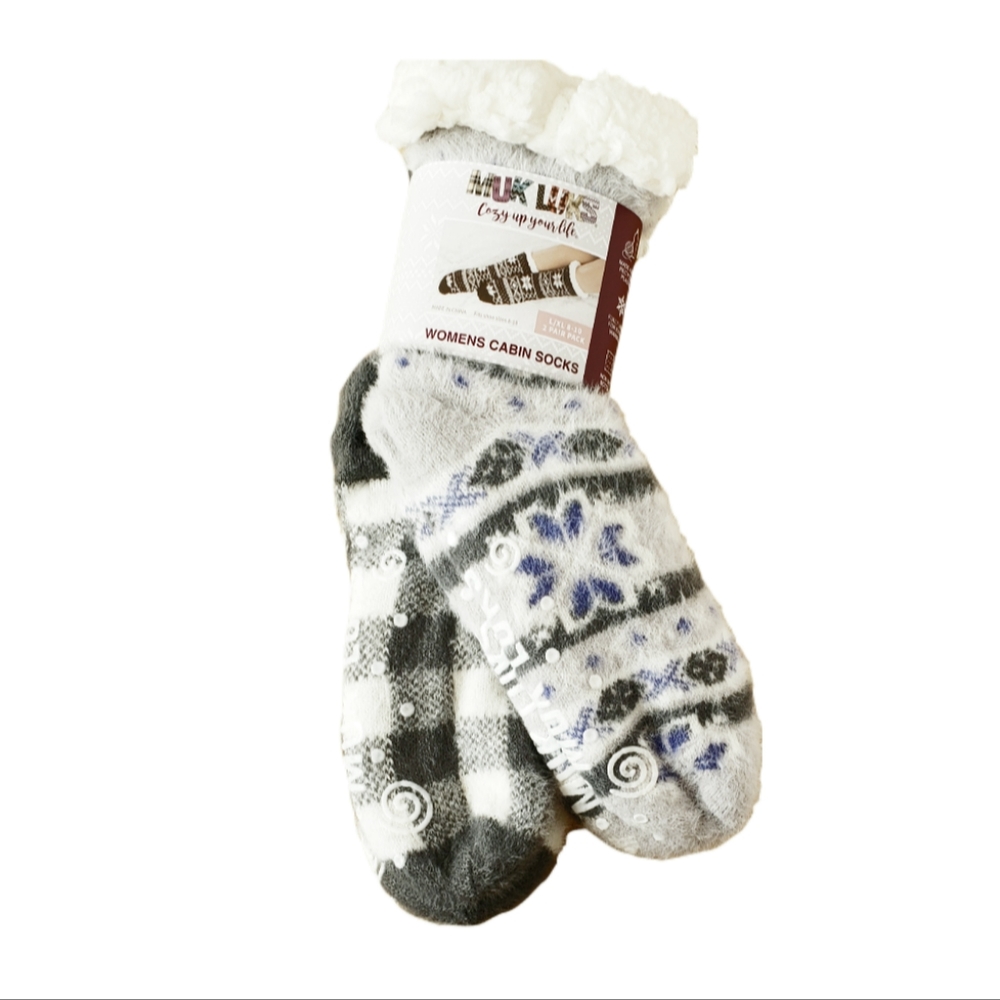 NWT MUK LUKS Womens 2 Pair Pack Cabin Socks